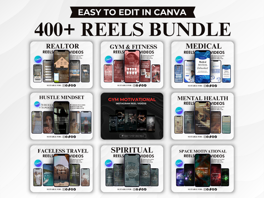 400+ Faceless Mega bundle Reel Canva Templates for Instagram Reels, Tiktok & Youtube Shorts