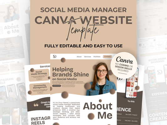 Canva Website Template: Social Media Manager Portfolio (Digital Download)
