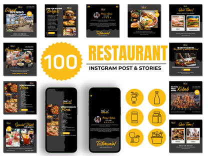 100 Restaurant Instagram Canva Templates