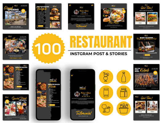 100 Restaurant Instagram Canva Templates