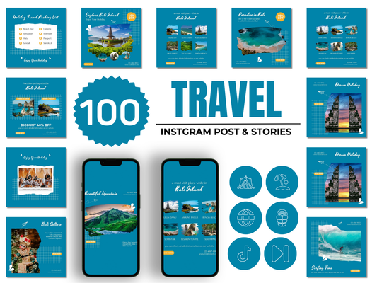 100 Travel Instagram Canva Templates for Travel Agents, Influencers & Travel Bloggers