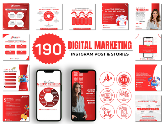 190 Digital Marketing Instagram Templates for Social Media Manager & Marketing Agency