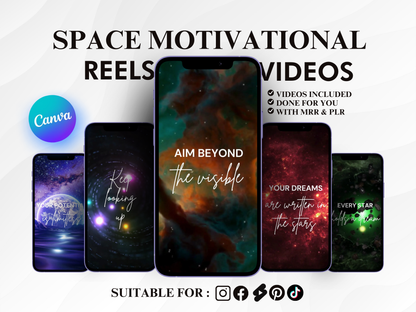 50 Space Motivational Affirmation Instagram Reels Canva Template