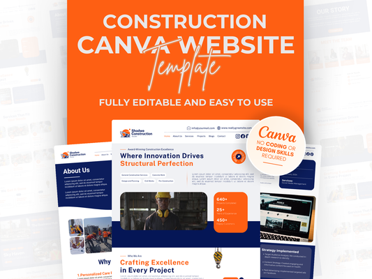 Construction Contractor Website – Canva Landing Page Template for Builders