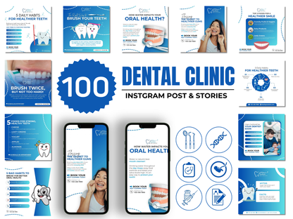 100 Dental clinic Instagram Posts Bundle