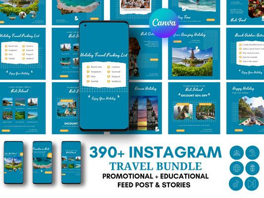 Travel Instagram Canva Templates for Travel Agents, Influencers & Travel Bloggers