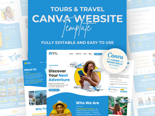 Travel Agent Website Canva Template: Customizable Landing Page