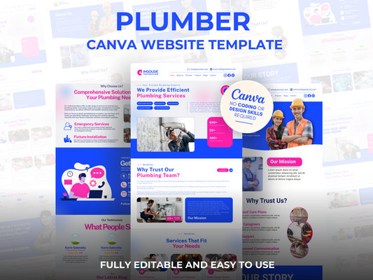 Canva Website Template for Plumbing Services – Done-for-You Multi-Page Website