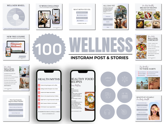 100 Wellness Instagram Canva Templates for Wellness Coach & Holistic Coach Instagram Canva Templates (Copy)