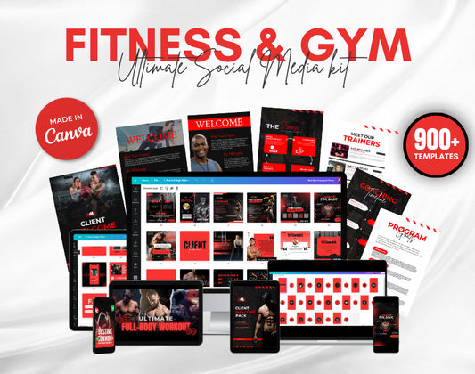 Gym & Fitness Instagram Canva Templates Bundle Kit for Personal Trainer & Coaches