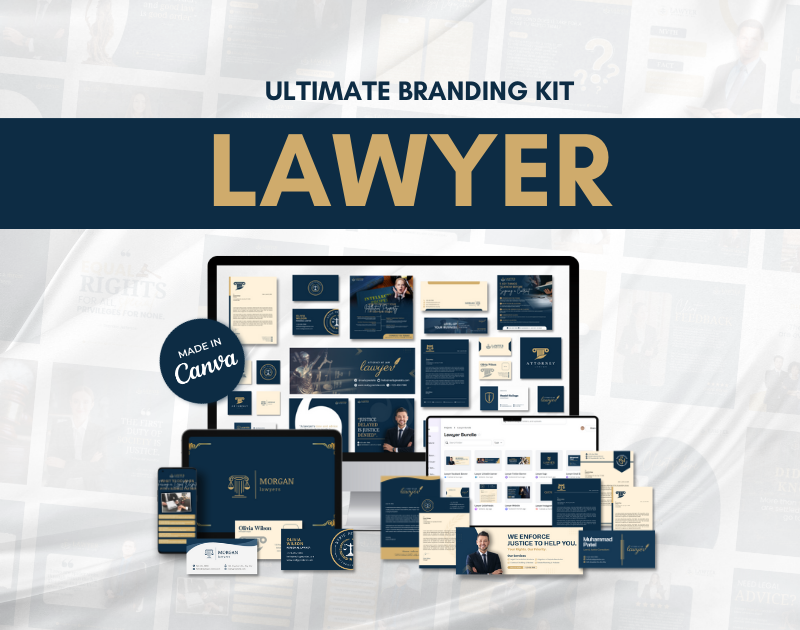 Law Firm Branding Kit – Canva Templates for Lawyers, Logos, Letterheads & Social Media