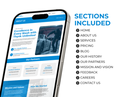 Car Wash Website Template: Automotive Business Canva Design (Free Logo Included)