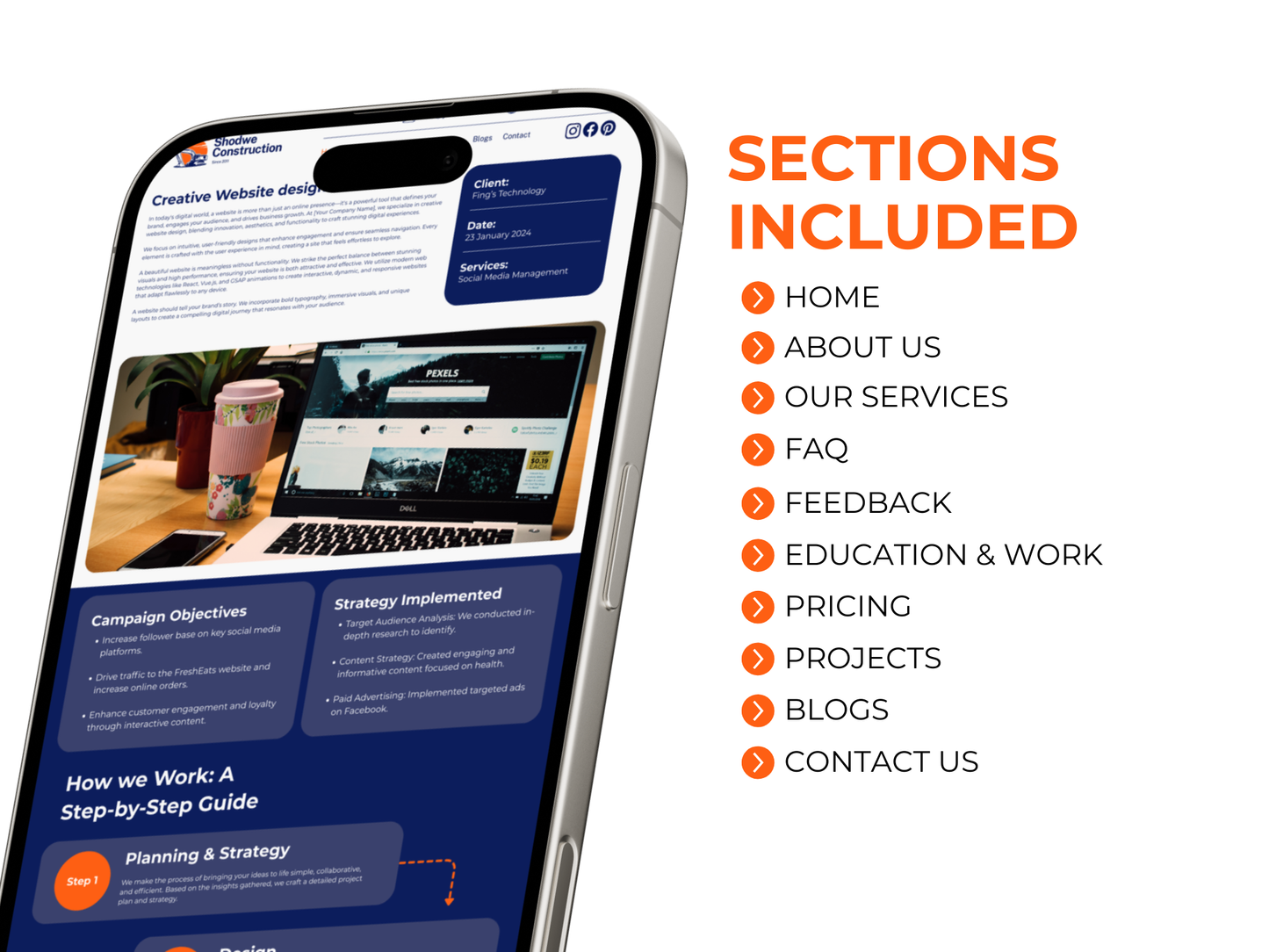 Construction Contractor Website – Canva Landing Page Template for Builders