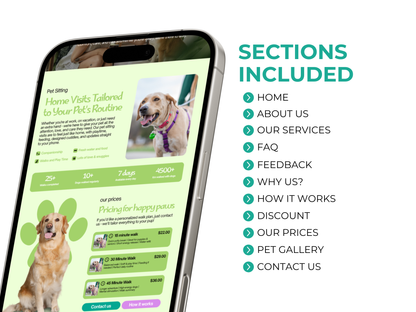 Pet Care Canva Website Template: Dog Walking, Pet Sitting
