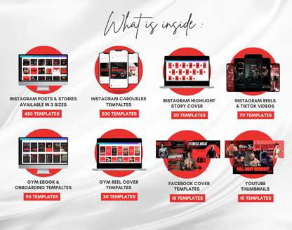 Gym & Fitness Instagram Canva Templates Bundle Kit for Personal Trainer & Coaches