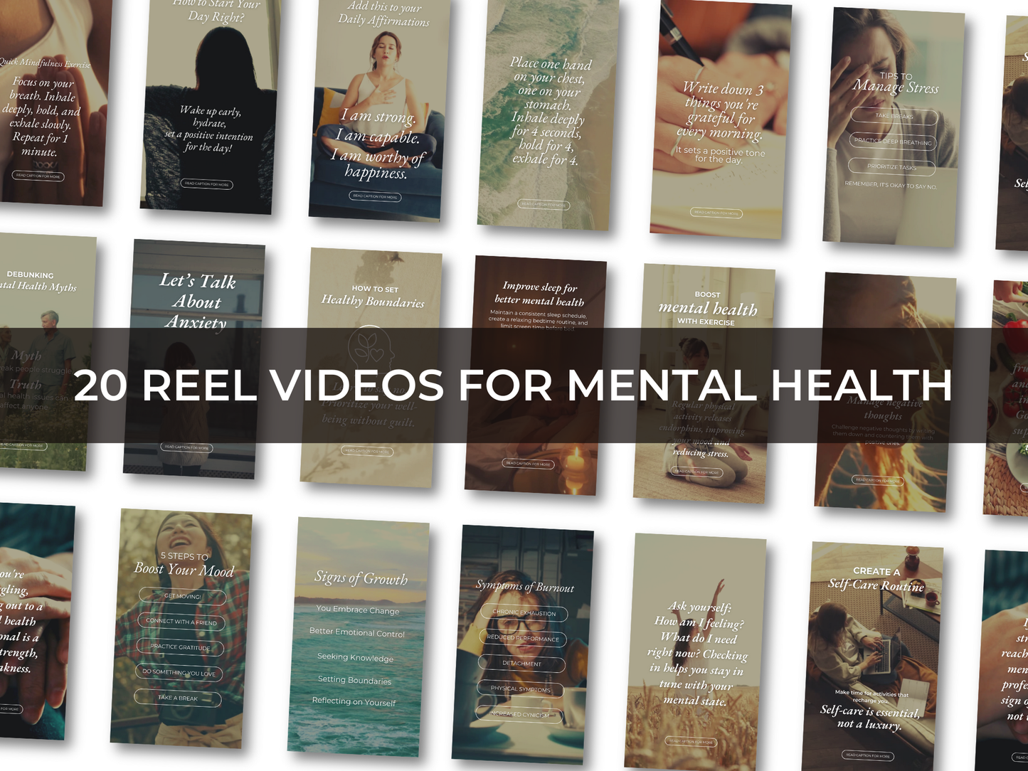 Mental Health Instagram Reels Canva Video Templates for Therapist, Psychologist & Coaches