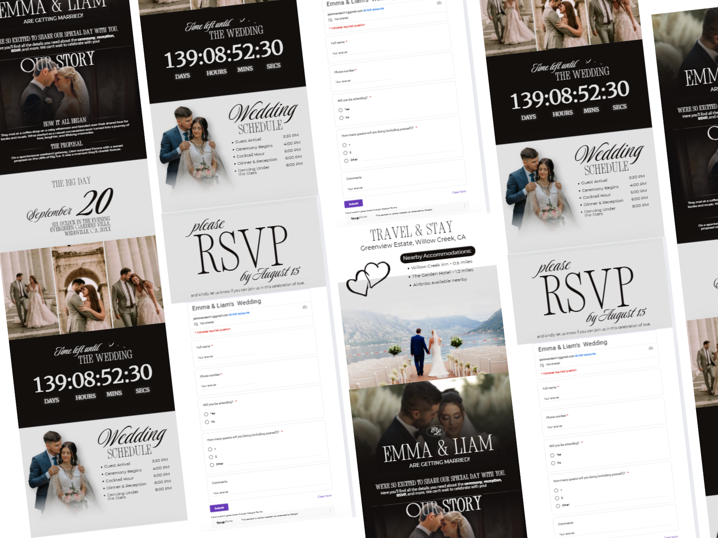 Canva Editable Wedding Website Invitation with Embedded Countdown Timer & Trackable RSVP