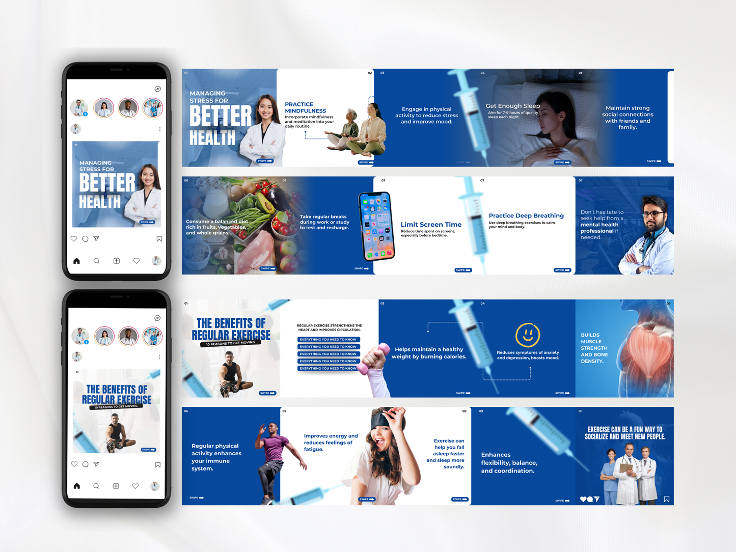 Medical Instagram Carousel Canva Templates for Health Professionals