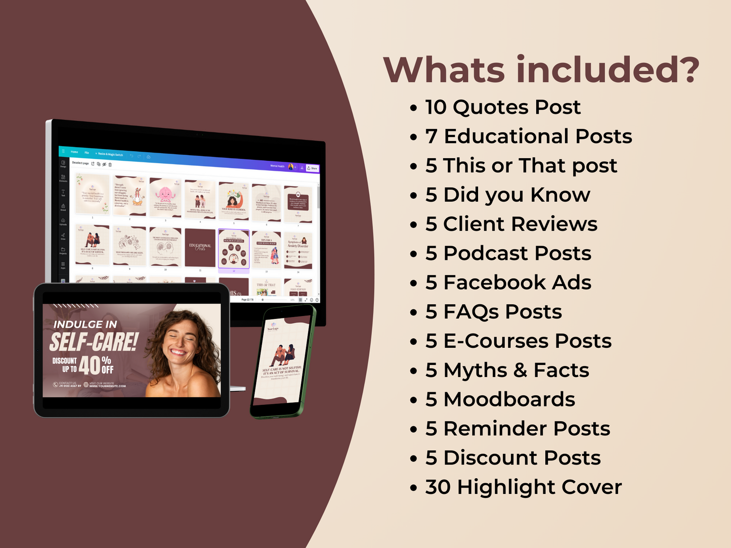 150 Mental Health Instagram Canva Templates for Therapist, Psychologist & Coaches