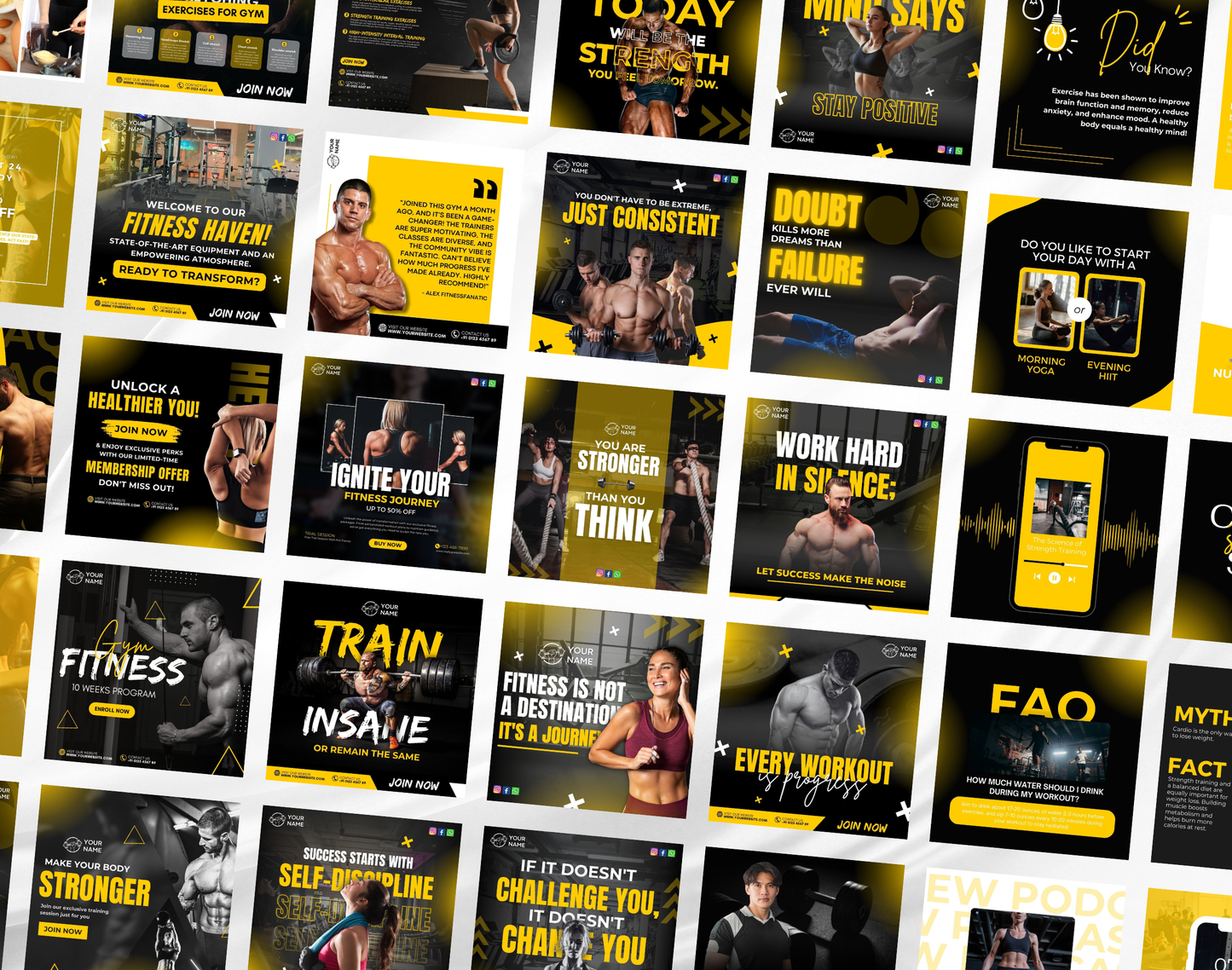 Fitness Instagram Templates Bundle Kit for Gym & Personal Trainer