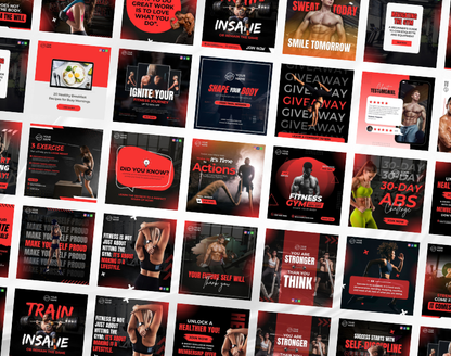 Gym & Fitness Instagram Canva Templates Bundle Kit for Personal Trainer & Coaches