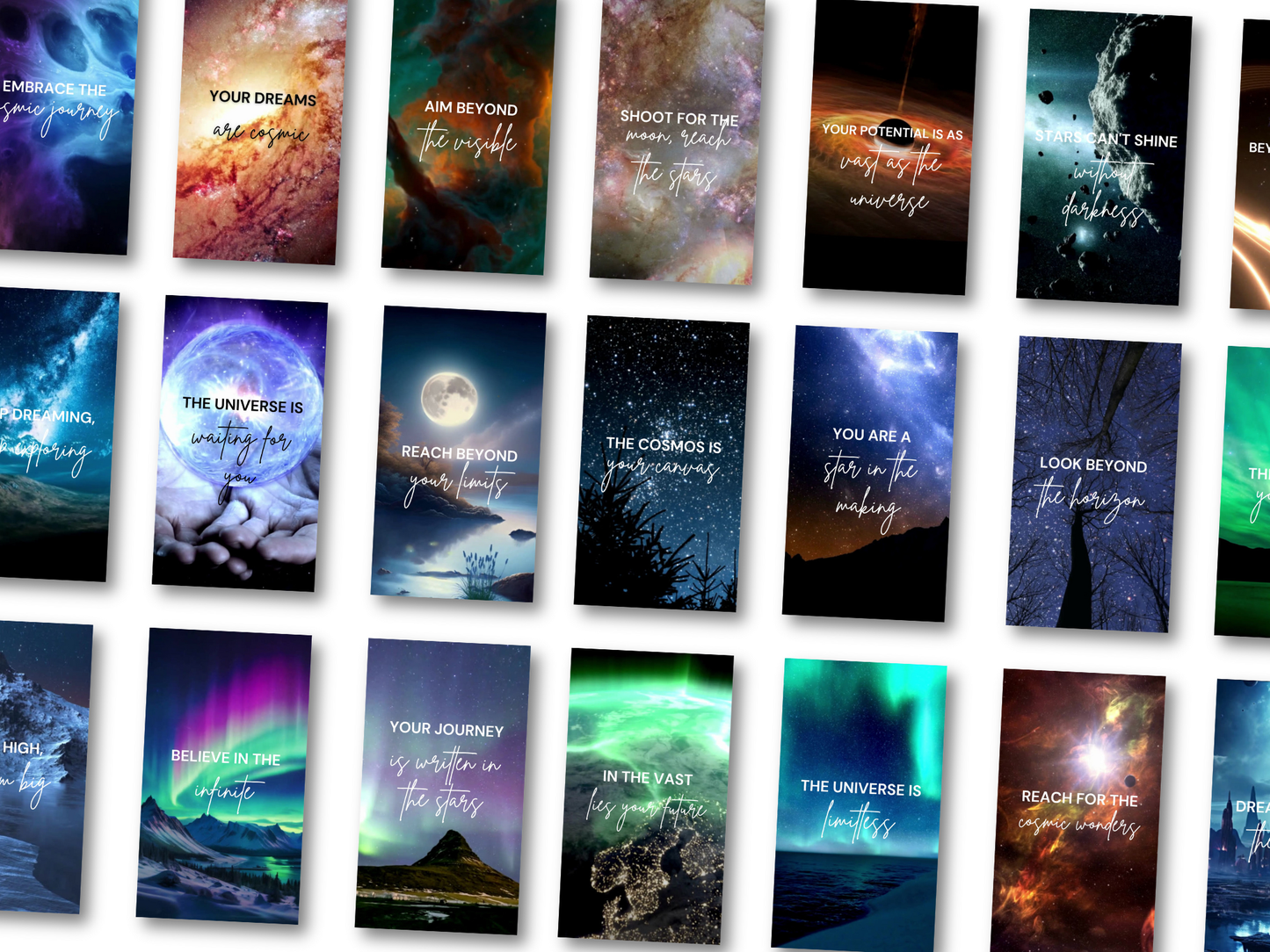 50 Space Motivational Affirmation Instagram Reels Canva Template