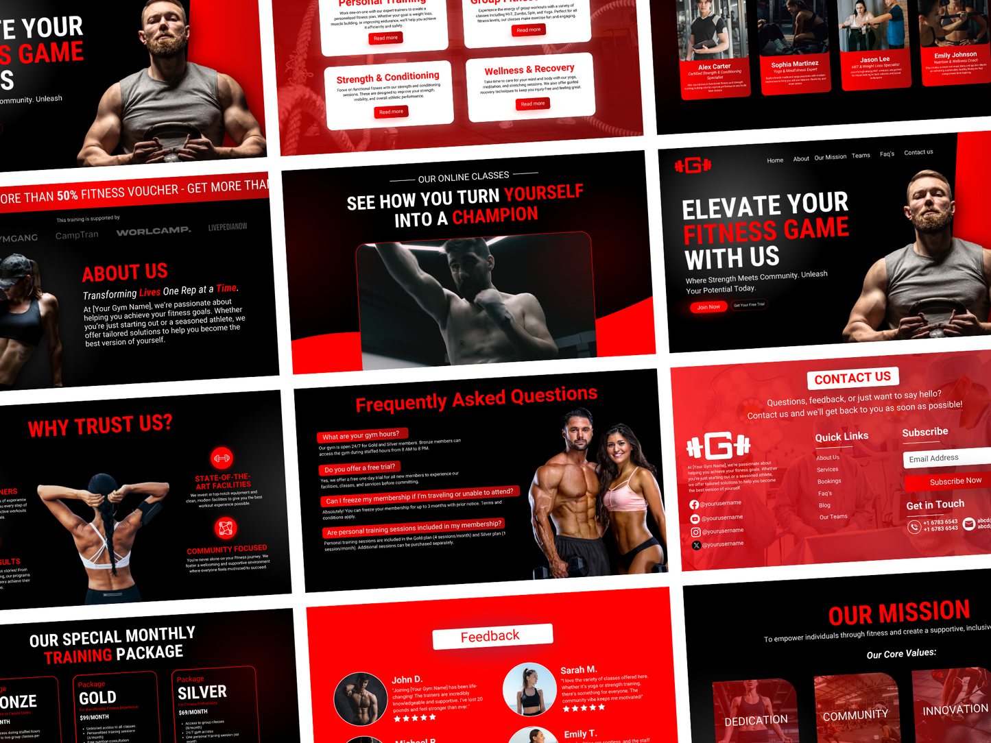 Gym & Fitness CANVA Website Template For Personal Trainer