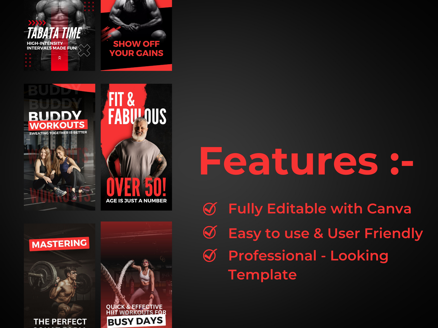 Gym & Fitness Reel Instagram Cover Canva Templates