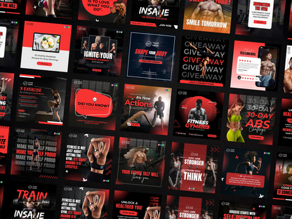 Gym & Fitness Instagram Canva Templates for Personal Trainer & Fitness Coach