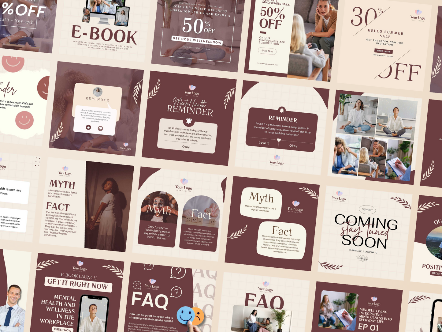 150 Mental Health Instagram Canva Templates for Therapist, Psychologist & Coaches
