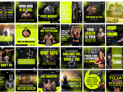 GYM Motivational Instagram Canva Templates for Fitness Trainers