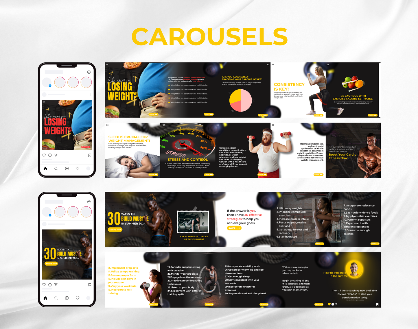 Fitness Instagram Templates Bundle Kit for Gym & Personal Trainer