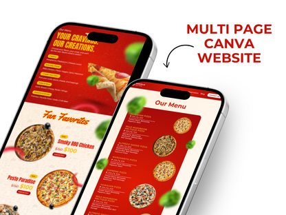 Pizza Restaurant Canva Website Template for Restaurant, Cafe & Chefs Multi page Website