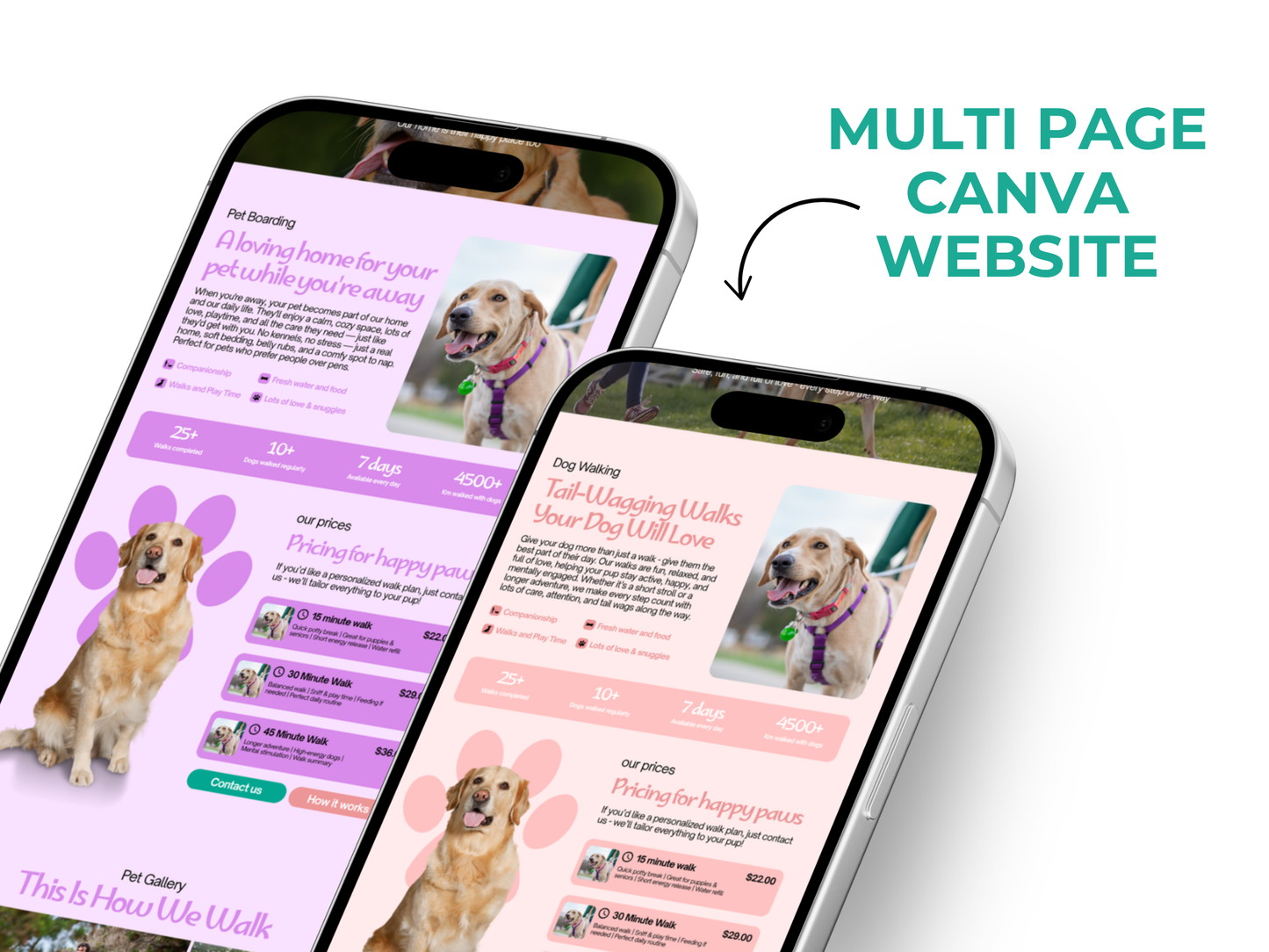 Pet Care Canva Website Template: Dog Walking, Pet Sitting