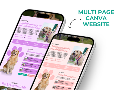 Pet Care Canva Website Template: Dog Walking, Pet Sitting