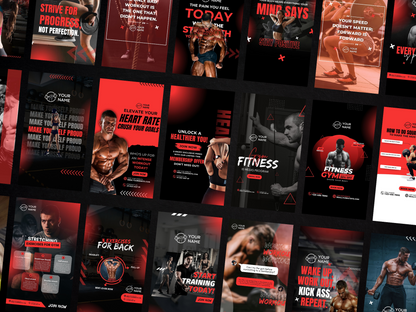 Gym & Fitness Instagram Canva Templates for Personal Trainer & Fitness Coach
