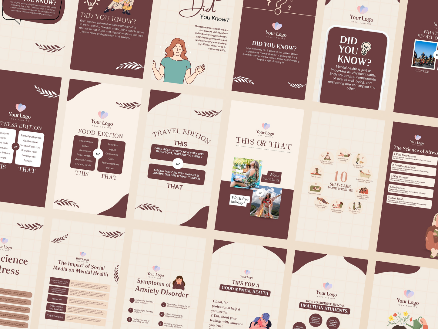 150 Mental Health Instagram Canva Templates for Therapist, Psychologist & Coaches