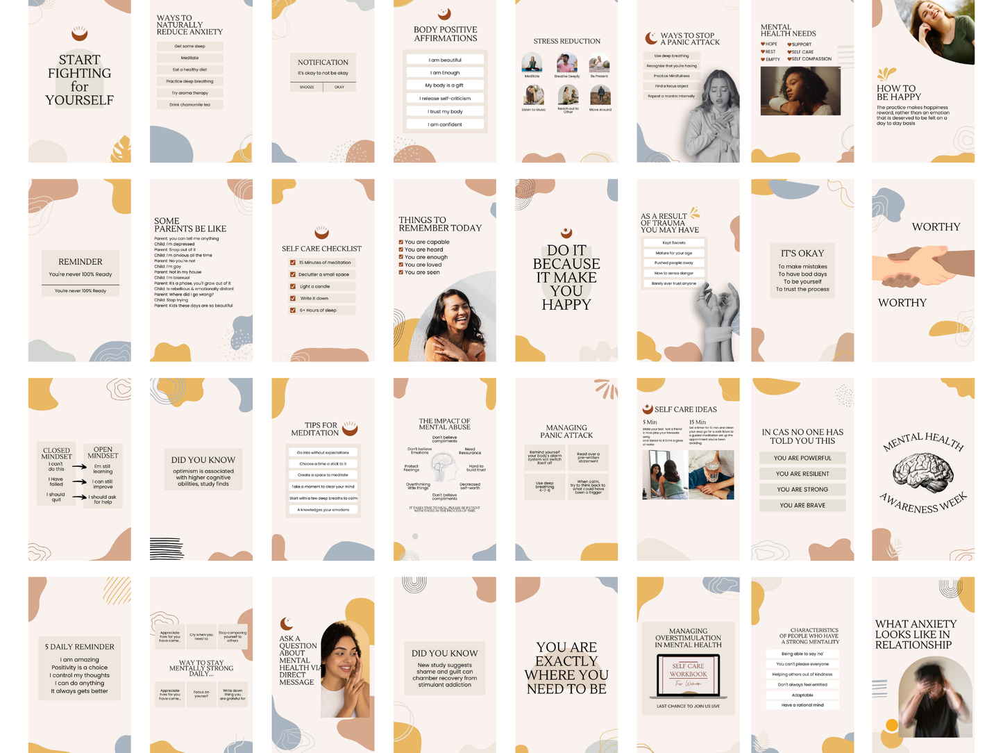 Mental Health Instagram Canva Templates for Mental Health Coaches & Therapist