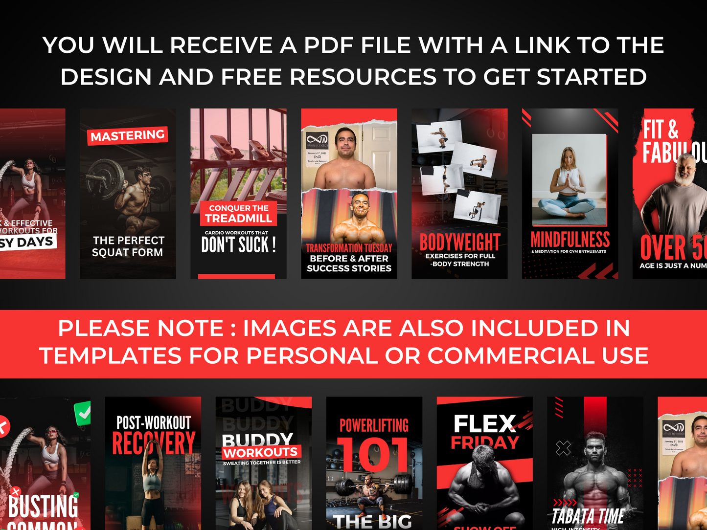 Gym & Fitness Reel Instagram Cover Canva Templates