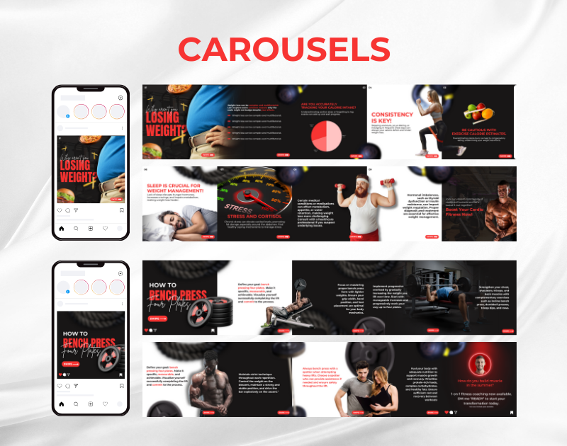 Gym & Fitness Instagram Canva Templates Bundle Kit for Personal Trainer & Coaches