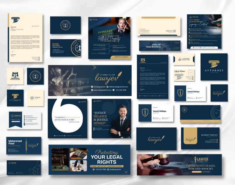 Law Firm Branding Kit – Canva Templates for Lawyers, Logos, Letterheads & Social Media