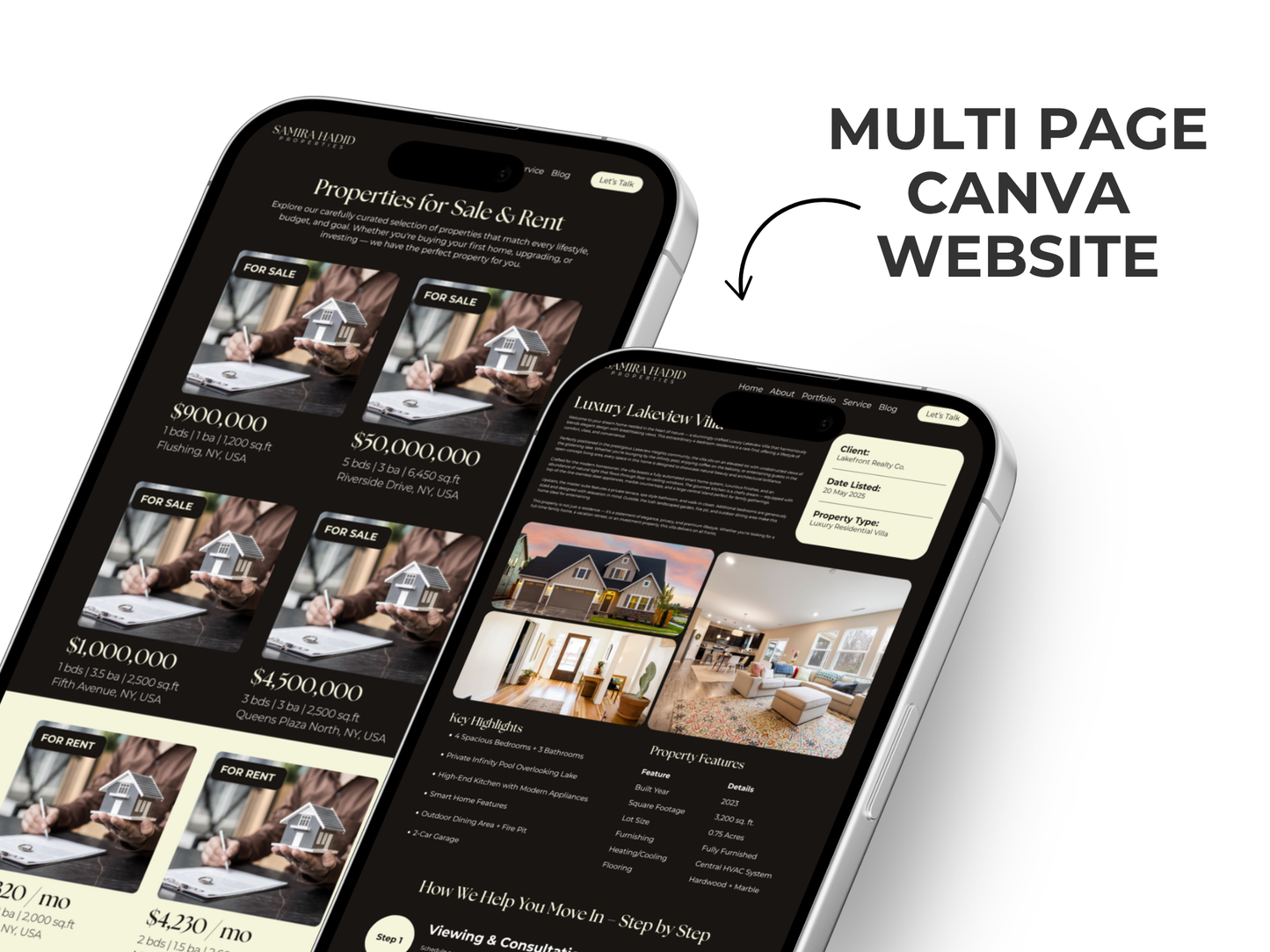 Real Estate Canva Website Template  for Real Estate Agent & Realtors Multi-Page Website