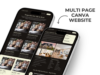 Real Estate Canva Website Template  for Real Estate Agent & Realtors Multi-Page Website