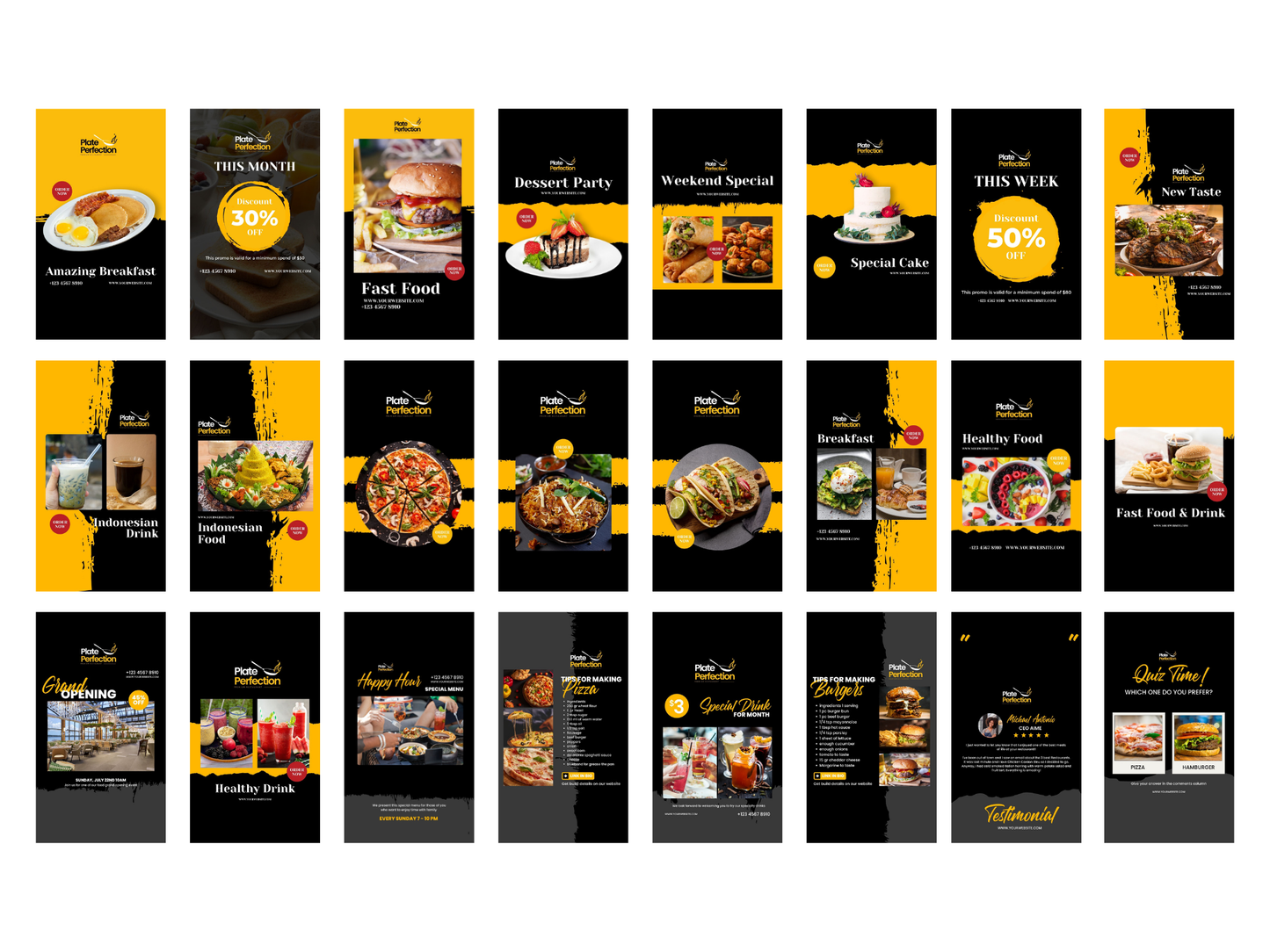 400 Restaurant Instagram Template, Social Media Post Templates for Restaurant