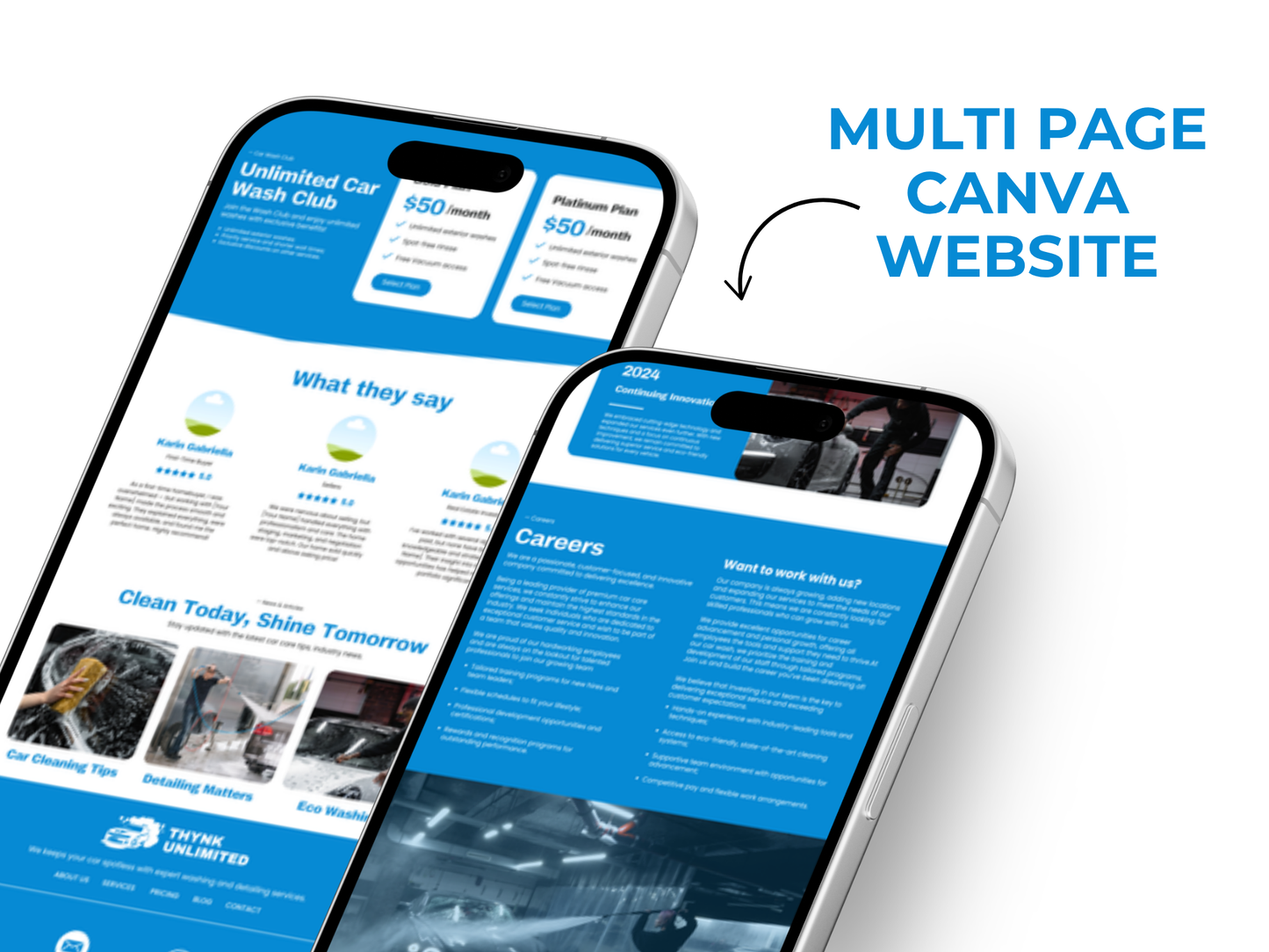 Car Wash Website Template: Automotive Business Canva Design (Free Logo Included)