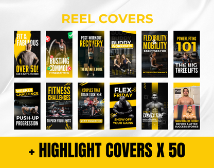 Fitness Instagram Templates Bundle Kit for Gym & Personal Trainer