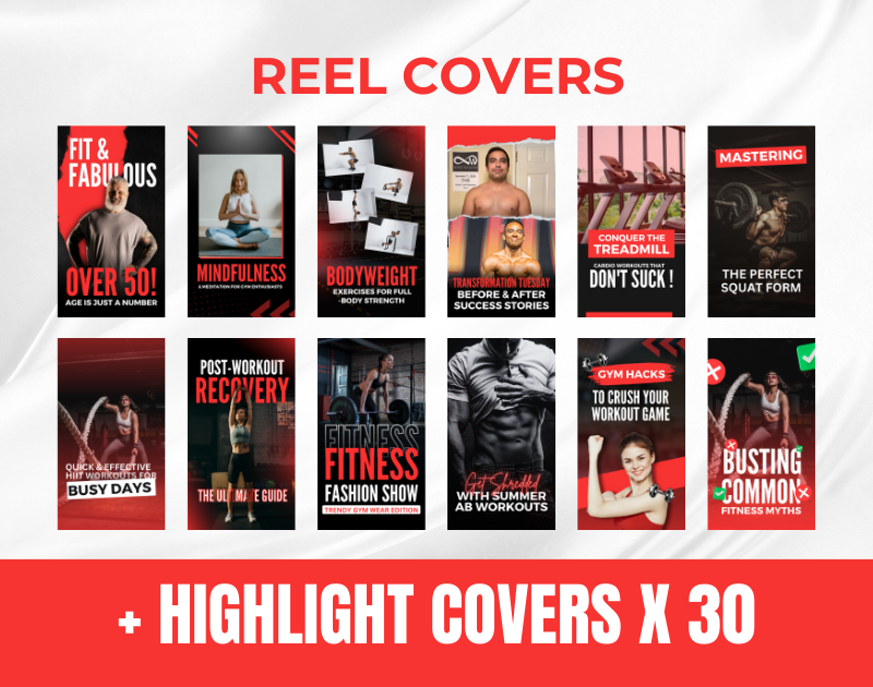 Gym & Fitness Instagram Canva Templates Bundle Kit for Personal Trainer & Coaches