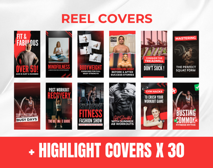 Gym & Fitness Instagram Canva Templates Bundle Kit for Personal Trainer & Coaches