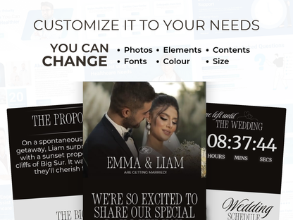 Canva Editable Wedding Website Invitation with Embedded Countdown Timer & Trackable RSVP