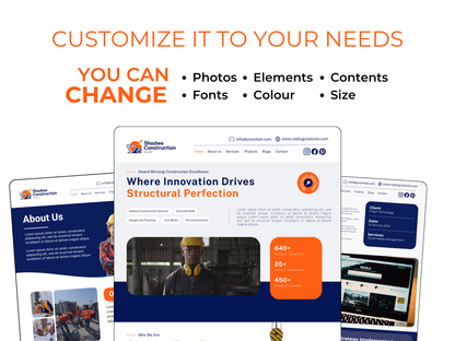 Construction Contractor Website – Canva Landing Page Template for Builders